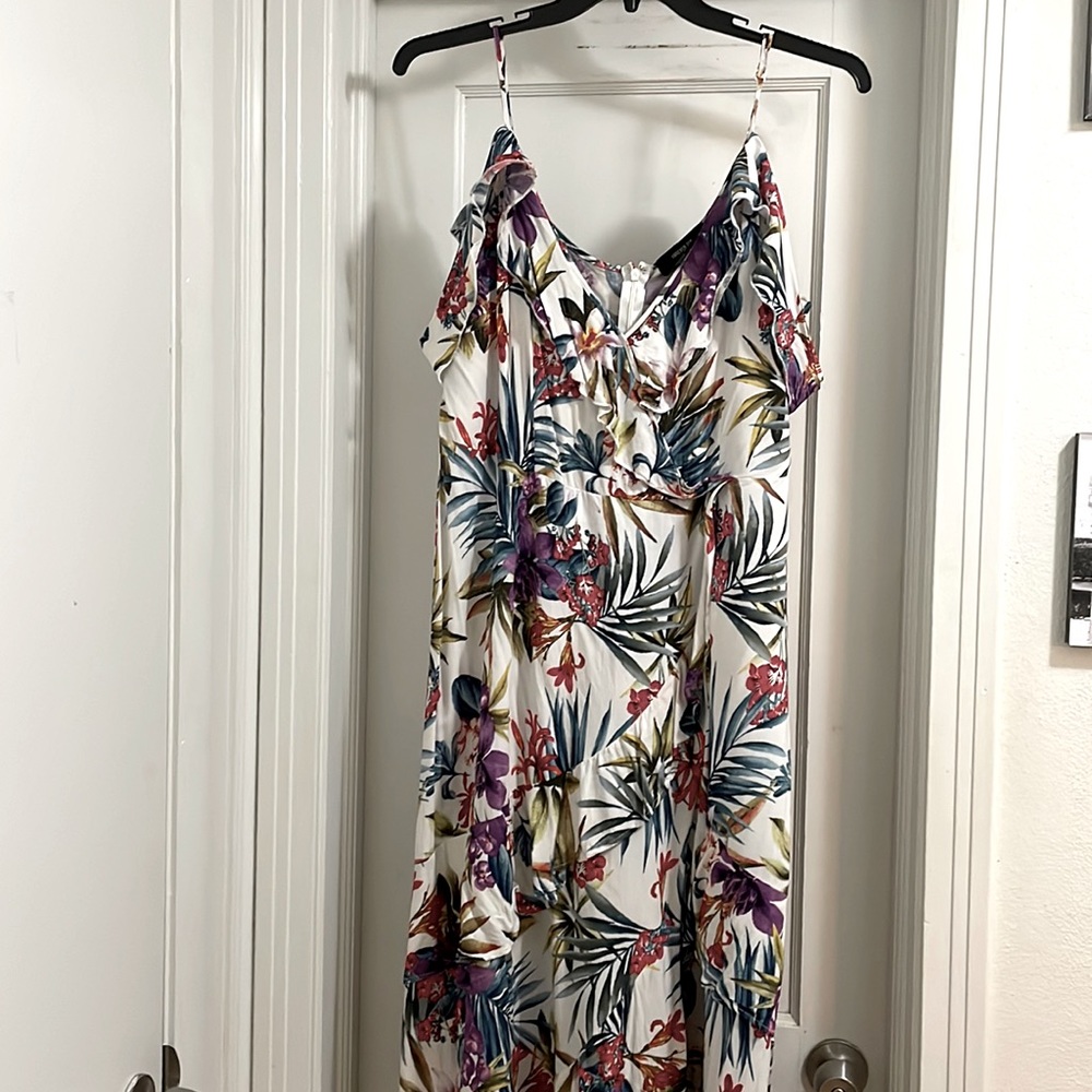 Tropical floral hi-low dress